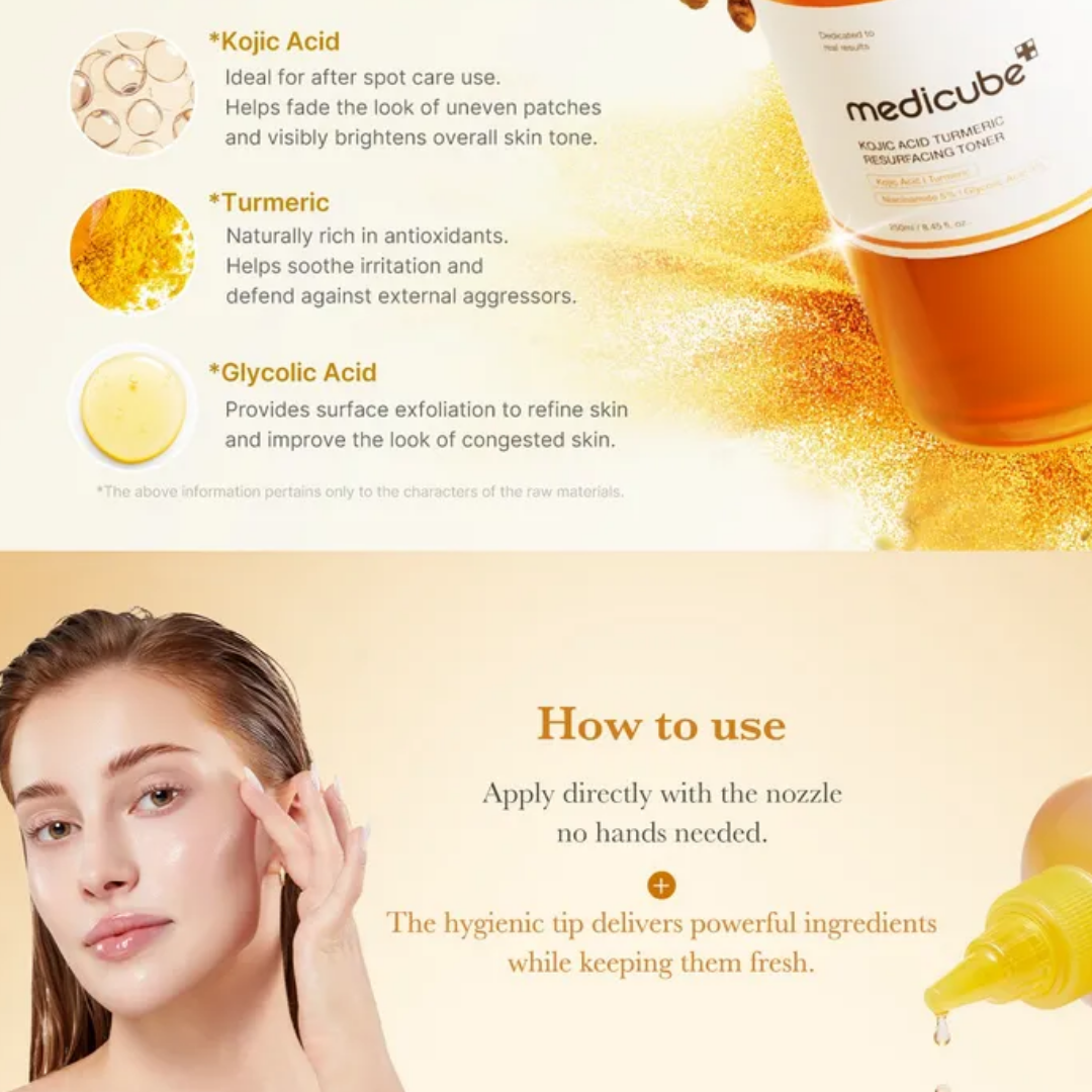 Medicube Kojic Acid Turmeric Resurfacing Toner 250ml - Balmglam