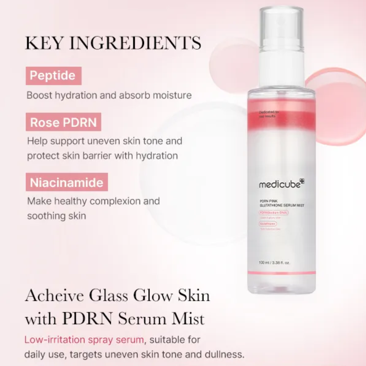 Medicube PDRN Pink Glutathione Serum Mist 100ml