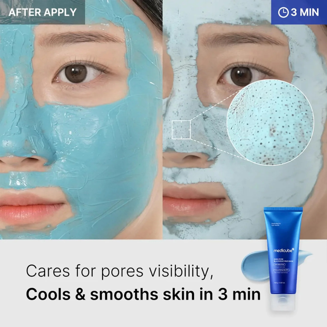 Medicube Zero Pore Blackhead Mud Mask 100g, μάσκα αργίλου για βαθύ καθαρισμό πόρων και μαύρα στίγματα.